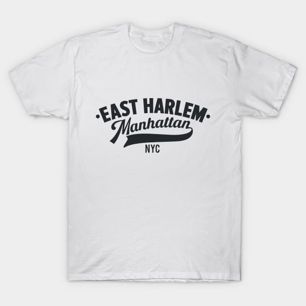 East Harlem Manhattan Minimal Typo Art - T-Shirt & Apparel Design T-Shirt by Boogosh